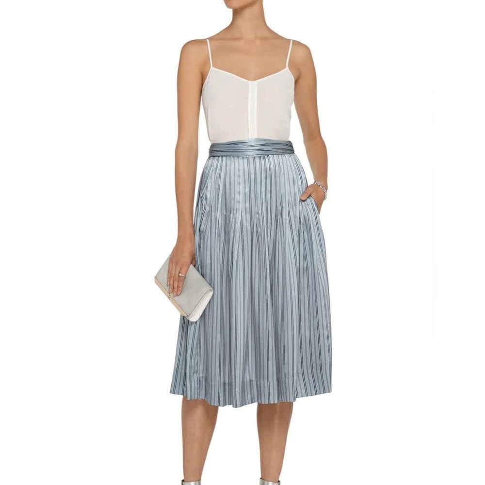 Jill Stuart Striped Silk Pleated Chloe Skirt